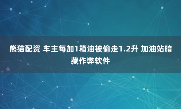 熊猫配资 车主每加1箱油被偷走1.2升 加油站暗藏作弊软件